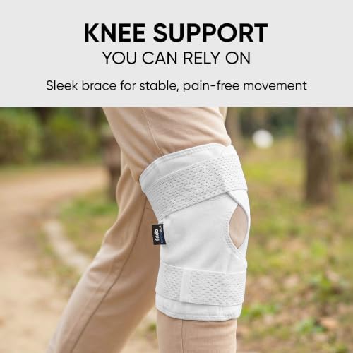 Image of Frido Orthotics Knee Support Wrap | Adjustable Knee Brace with Open Patella & Compression | Pain Relief for Arthritis, Meniscus Tear, Injury | Gym, Sports, Running, Walking, Size-M, 1 Unit-White