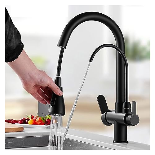 Grifo de cocina de agua pura giratorio 360 extraíble gris 3