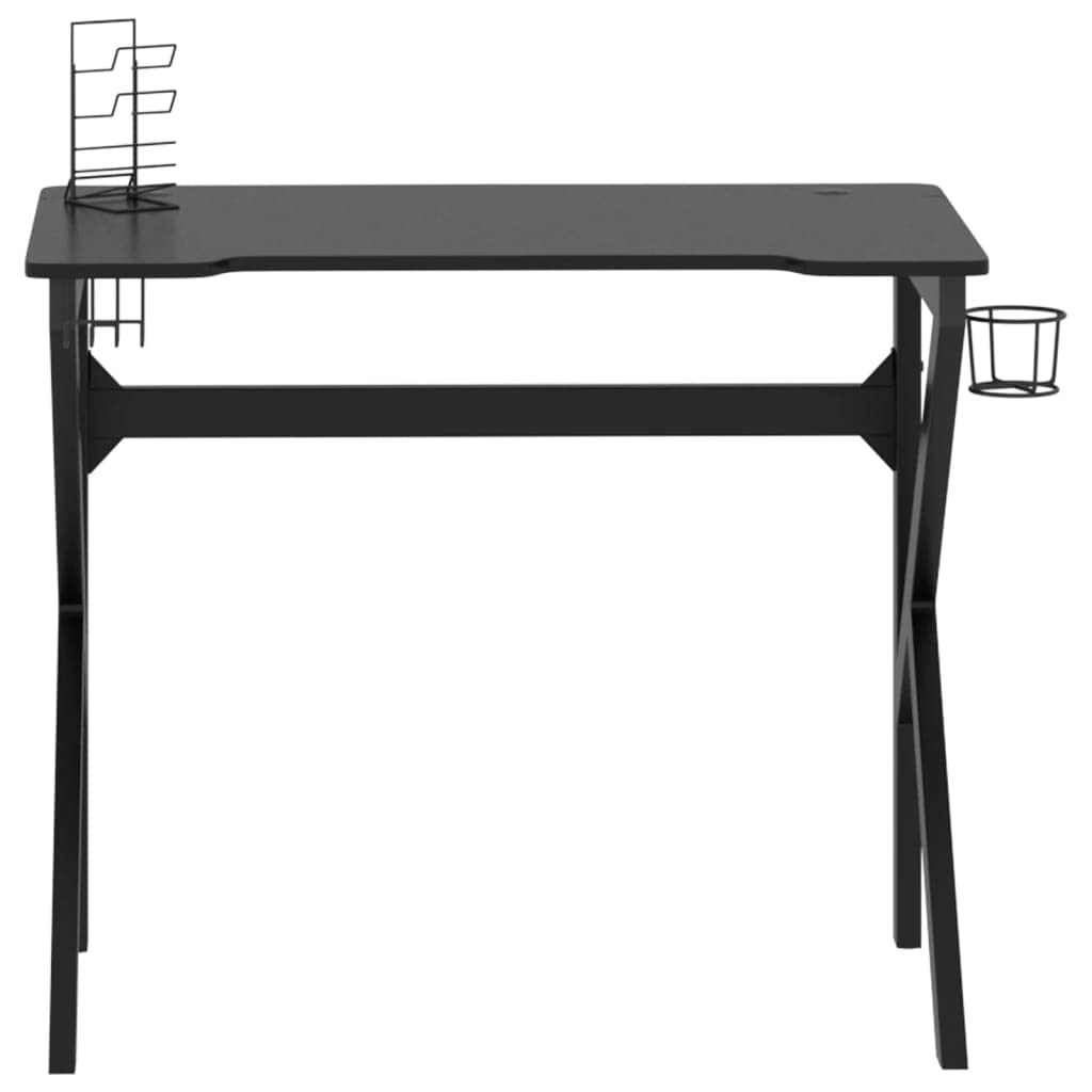 Scrivania,Supporto per stampante,Piccola postazione di lavoro in casa,Scrivania per computer in stile moderno,Scrivania da Gaming con Gambe a Forma di K Nera 90x60x75cm