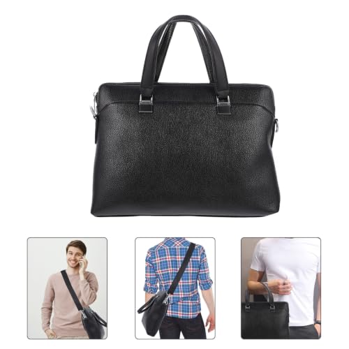 Porte-documents en cuir PU noir rigide et finitions affaires soignées - 7