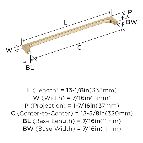 Amerock Merced 12-5/8 inch (320mm) Center-to-Center Golden Champagne Cabinet Pull, BP37429BBZ by Amerock - Image 5
