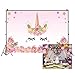 AOFOTO 5x3ft Cartoon Pink Unicorn Background Birthday Party Banner Sweet Flowers Backdrop Kid Baby Shower Infant Newborn Girl Art Portrait Photo Studio Props Video Drape Vinyl Wallpaper