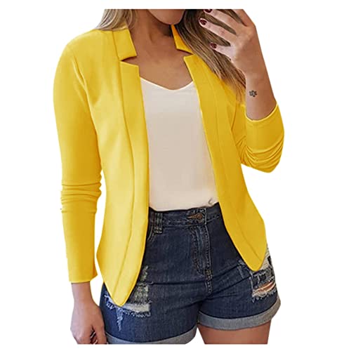 Blazer Femme Business Slim Fit Veste de Costume Élégant Manches Longues Femmes Couleur Unie Courte Un Bouton Cardigan Bureau Affaires OL Veste de Tailleur de...