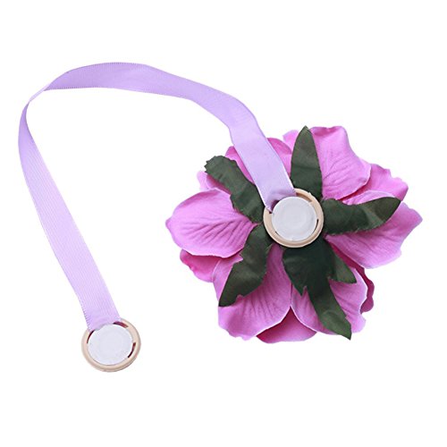 Yyc 1Pair Rose Flower Magnetic Curtain Tieback Wedding Curtain Buckle Drapey Holder Girl's Room Decor (Purple) #TOP3
