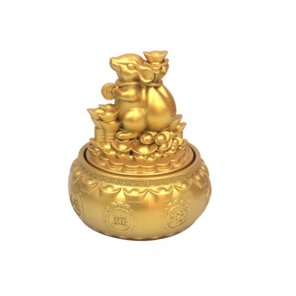 Tingyilan Traditional Chinese Zodiac Feng Shui Ornaments, Wealth and Good Luck, Rotating Decompression Rotator, Home Office Desktop Decoration,Rat