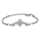 Pulsera de mujer de plata de ley 925 con diamantes de trébol simple moda de alta gama, elegante regalo de Navidad