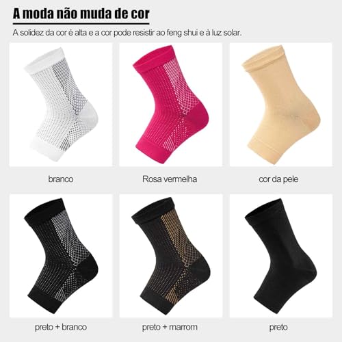 Meia de Compressão Esportiva, Malha Respirável, Suporte para Tornozelo, Branco (BR, Alfa, G, Preto)