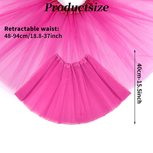 Tüllrock Tütü Rose Rot Ballettkleidung 1950er 80er Jahre Outfit Ballettkleid Vintage Tüll Bubbly Prom Party Zubehör Tanzkleidung Kleid Dirndl Damen Kurz Ballett Rock Halloween