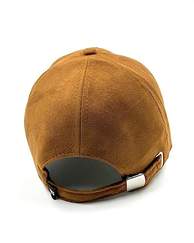 Image of Suede caps for Mens and Womens,Unisex Leather Caps for Boys Adjustable Buckle (Brown)