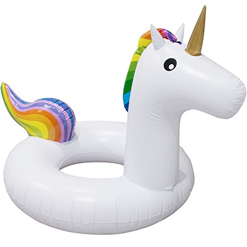 Wahou 38-1Q-020 Bouée gonflable XL Licorne Blanche et multicolore PVC 173 x 104 x 105 cm Cover