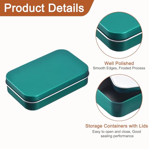Boîte de rangement métal uxcell mini boîte rectangulaire verte à couvercle pour bonbons x12