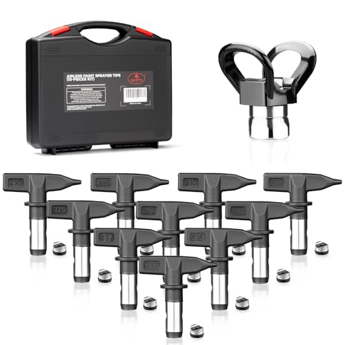 AEROPRO Tools 12Pcs Airless Paint Sprayer Tips Set 10 Reversible Spray Nozzle Tips 1pc Nozzle Tip Guard 1pc Storage Box(210 215 310 313 315 317 413 417 515 517)