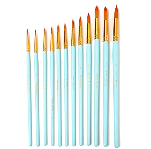 12 en forma de cepillo de pelo de nylon color aguado gouache acrílico aceite pintura cepillo para principiantes Artistas (color rosa, tamaño: 12 uds
