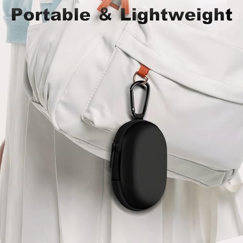 Image of Oval Earbud Case Portable EVA Carrying Case Storage Bag Cell Phone Accessories Organizer with Carabiner for Earphone, Earbud, Earpieces, SD Memory Card, Camera Chips, Black1