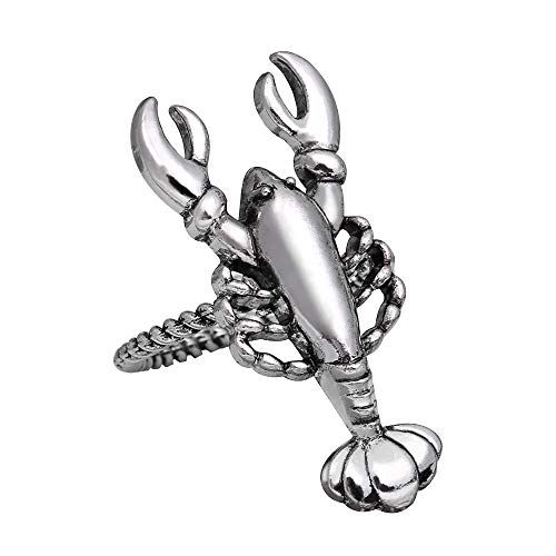 QTKJ Alloy Home Silver Lobster Napkin Ring Set of 6 Napkin Buckle for Christmas, Holidays, Wedding, Parties, Dinners Decor (Lobster, Silver)