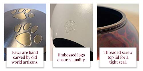 Best Friend Services Pet Urn - Memorial Cremation Pet Urns For Dog And Cat Ashes, Hand Carved Mia Series Urn For Pets Up To 25 Lbs (Small, Raku, Double Brass Paws) #TOP5