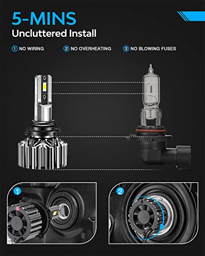 Novsight 9006/Hb4 Low Beam 9005/Hb3 High Beam, 26000Lm 120W Super Bright Headlight Bulbs Combo, 300% Brighter Halogen Replacement Led Headlights Conversion Kits, 6500K Cool White, Pack Of 4 #TOP2