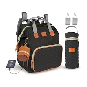 Bolso para Carrito de Bebé Mochila de Pañales con Cuna Extensible QUINO&CO. para Mujer y Hombre (Unisex) con Ganchos Carro, Funda para Biberones, Chupetero, USB | Regalo Bebes Recien Nacidos (Negro)