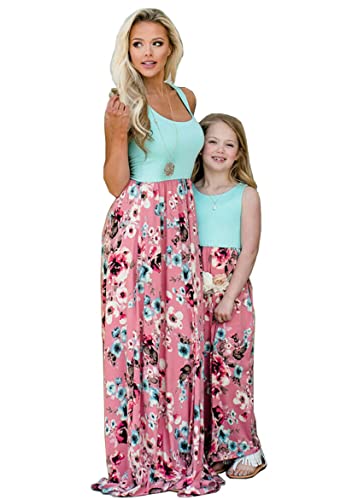 TYQQU Mommy and Me Dresses Boho Flare O-Neck Dress Parent-Child Tank Sundress Family Matching Outfits