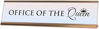 Office of The Queen, Light Lavender Novelty, Rose Gold Frame Novelty Nameplate Desk Sign (2 x 8)