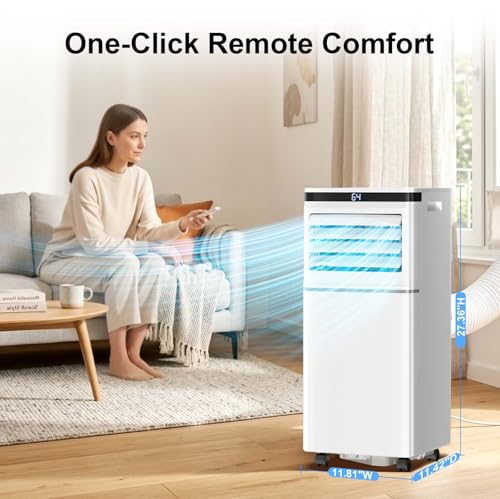 Image of Electactic 8050 BTU Portable Air Conditioner for Fast Cooling, 4-in-1 Indoor AC Unit with Dehumidifier & Fan Modes, Powerful Personal AC for Rooms up to 350 Sq.Ft., Smart Remote & 24H Timer