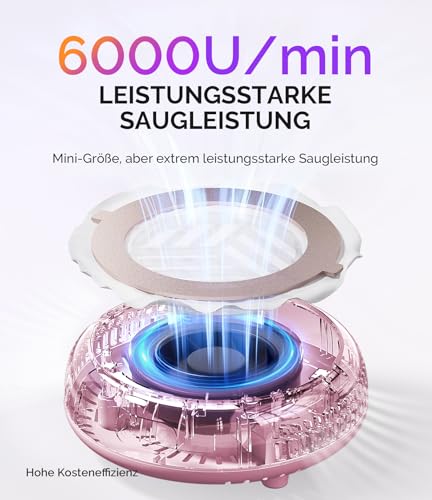 MelodySusie Pocket Nagelstaubsauger HProA, 6000RPM Leistungsstarke Staubabsaugung Nägel für Maniküre, Kompakter Nagelschleifstaub-Absauger mit 30 Wiederverwendbarem Filter für DIY & Studio, Rosa
