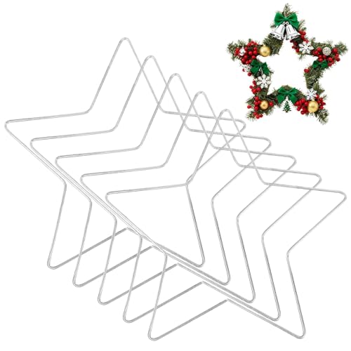 Qaestuan 5 Stück Metallsterne Metall Stern Rahmen Metallring Stern Gold Deko Sterns Hängende Metallringe Durchmesser 20cm für Festtagsdekoration Hochzeitsdekoration Weihnachtsdeko