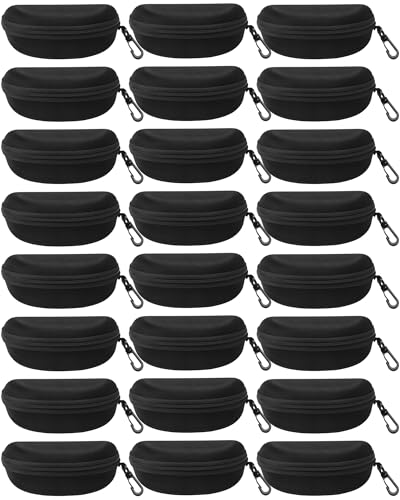 Image of Treela 24 Pcs Sunglasses Case Portable Travel Hard Shell Zipper Frame Summer Eyeglasses Case with Plastic Hook for Women Men