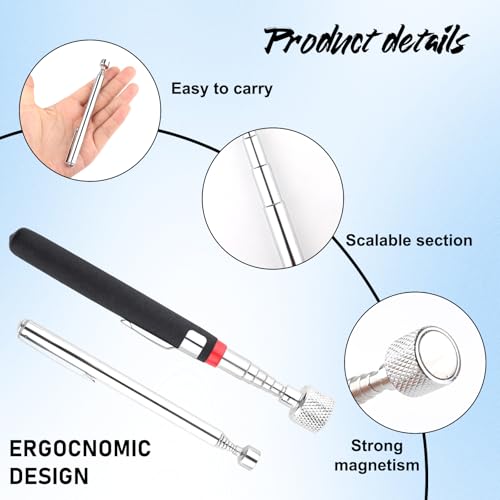 3 Pack Telescoping Magnet Pick up Tool Set,Extendable Magnetic Pick Up Tools and Bendable Spring Magnet Stick,1Lb 3.5Lb 15Lb Magnetic Stick Gadget set for Father\'s Day gift Retrieve Lost Keys Bolts