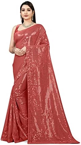 Florely Women's Georgette Sequence Saree For Women sarees for women with Embroidered Border Latest Sarees Bollywood Sari Designer Saree Daily Wear saree Summer saree for festival Wedding