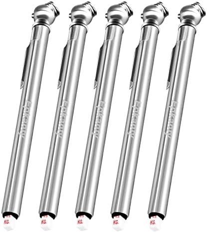 Tire Pressure Gauge Pencil, Single Zinc Alloy Chuck Air Pressure Gauge （10-50PSI）, Silver Analog Tire Pressure Gauge for Car Vehicle Bicycle(Pack of 5)
