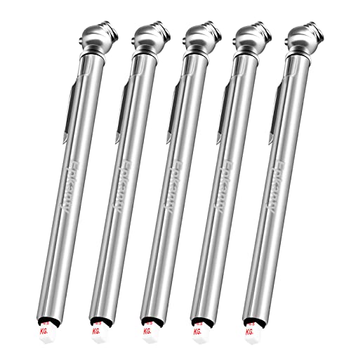 Tire Pressure Gauge Pencil, Single Zinc Alloy Chuck Air Pressure Gauge (10-50PSI), Silver Analog Tire Pressure Gauge for Car Vehicle Bicycle(Pack of 5)