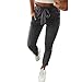 Produktbild AmyGline Damen Hosen Paperbag Elastische Taillen Hose Casual Lange Hosen Sommerhose Sweatpants Freizeithose (Grau, S)
