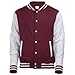 AWDis Hoods Varsity Letterman jacket Burgundy / Heather Grey 2XL