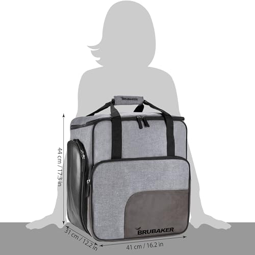 Foto von BRUBAKER Kombi Set Carver Performance - Skisack und Skischuhtasche für 1 Paar Ski + Stöcke + Schuhe + Helm - Grau meliert Schwarz - 170 cm