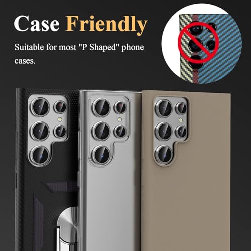 Image of JGD PRODUCTS Premium Camera Lens Protector Compatible For Samsung Galaxy S23 Ultra 5G (Silver) Camera Lens Protector - 9H Tempered Glass, Military-Grade Anti-Scratch, Case-Friendly, Easy Install Frame