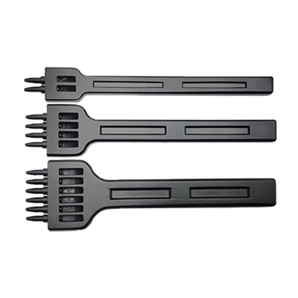 3 Pcs Prong Punch Tool, Steel 2/4/6 Prong Chisel Sewing Hand Hole Punch Tool, Lacing Stitching Chisel Set for DIY Leather Craft (4mm/Black)