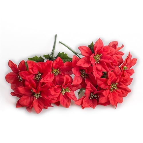 6 Stück Seiden-Weihnachtsstern-Blumen, 35,5 cm, künstliche...