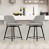 Swivel Bar Stools Set of 2-25" Counter Height Bar Stool, Modern Velvet Barstools with Low Back, Upho