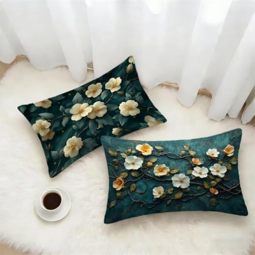Housse de coussin 50x60 fleur imperméable pour décorer le salon