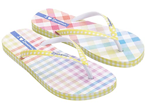 Ipanema Women's Expression Flip Flop - Comfortable, Fun & Stylish Multi Color Summer Sandal With Anatomic Footbed & Non-Slip Sole, White Yellow And Blue, Size 6 #TOP30