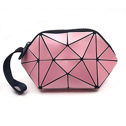 FLYNGO Stylish Cosmetic Bag Makeup Pouch for Women, and Girls for Travel (Pink Geomatric)