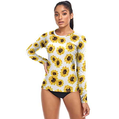 Sunflowers Women's Rash Guard Shirts Long Sleeve Upf 50+ Swim Shirts Running Shirts For Fishing Running Women #TOP3