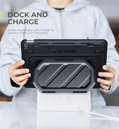 Dexnor Case for Google Pixel Tablet 11 Inch 2023 Release, [Built-in PET Screen Protector & Multi-Angle Kickstand] Heavy Duty Shockproof Full Body Cover, Compatible with Charging Speaker Dock - Black - Thumbnail 5