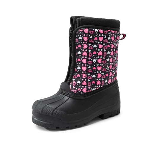 DREAM PAIRS Boys Girls Waterproof Winter Snow Boots for Little/Big Kids 9 Toddler Black/Pink