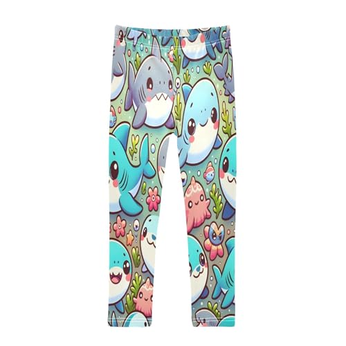 Bolaz Toddler Girls Leggings Printed Yoga Pants Leggings Blue Grey Whale for Kids