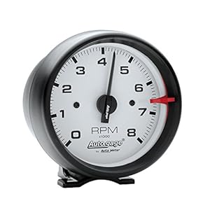 AUTO METER 2303 Autogage White Face Tachometer,3.750 in.