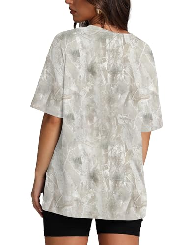 Image of Womens Camo Shirt Oversized Maple Leaf Short Sleeve T Shirts Tops