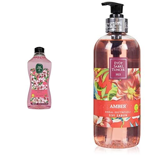 Eyüp Sabri Tuncer Doğal Zeytinyağlı Sıvı Sabun Japon Kiraz Çiçeği 1,5 L Pet Şişe (1 x 1500 ml) xEyüp Sabri Tuncer Doğal Zeytinyağli Sıvı Sabun Amber (500 ml)