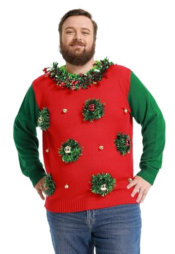 Pull de Noël moche avec motif jacquard 3D vêtement d'hiver chaud grande taille XXL